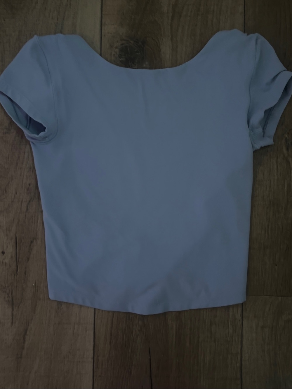 Scoop Neck Short Sleeve Crop Top in Light Blue